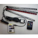 Striscia LED interni auto rgb 4 strip luminose adesive 72 led impermeabile tuning