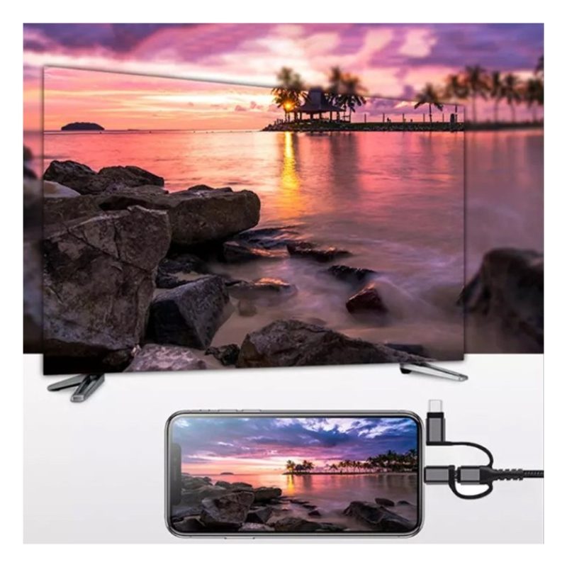 Hongu Cavo HDTV adattatore video 3in1 TYPE-C LIGHTNING MICRO USB a ...