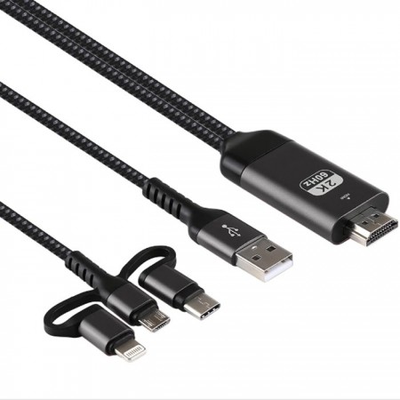 Cavo HDTV adattatore video 3in1 TYPE-C LIGHTNING MICRO USB a HDM IOS e ANDROID