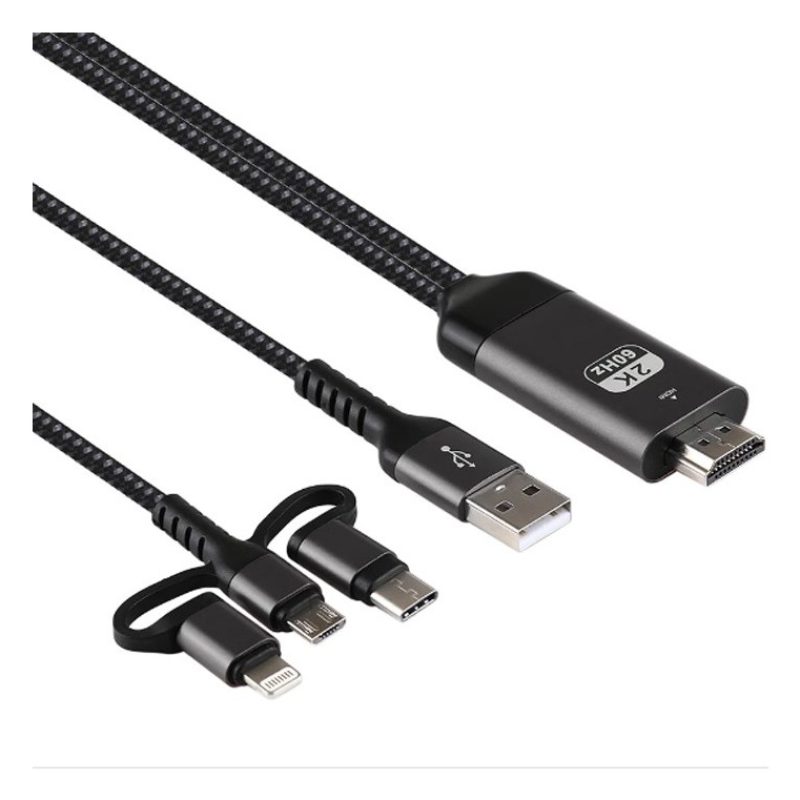 Hongu Cavo HDTV adattatore video 3in1 TYPE-C LIGHTNING MICRO USB a ...