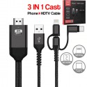 Cavo HDTV adattatore video 3in1 TYPE-C LIGHTNING MICRO USB a HDM IOS e ANDROID