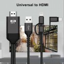 Cavo HDTV adattatore video 3in1 TYPE-C LIGHTNING MICRO USB a HDM IOS e ANDROID