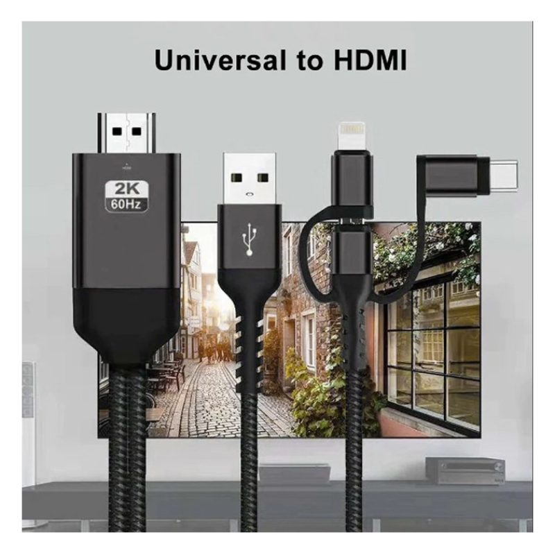 Hongu Cavo HDTV adattatore video 3in1 TYPE-C LIGHTNING MICRO USB a ...