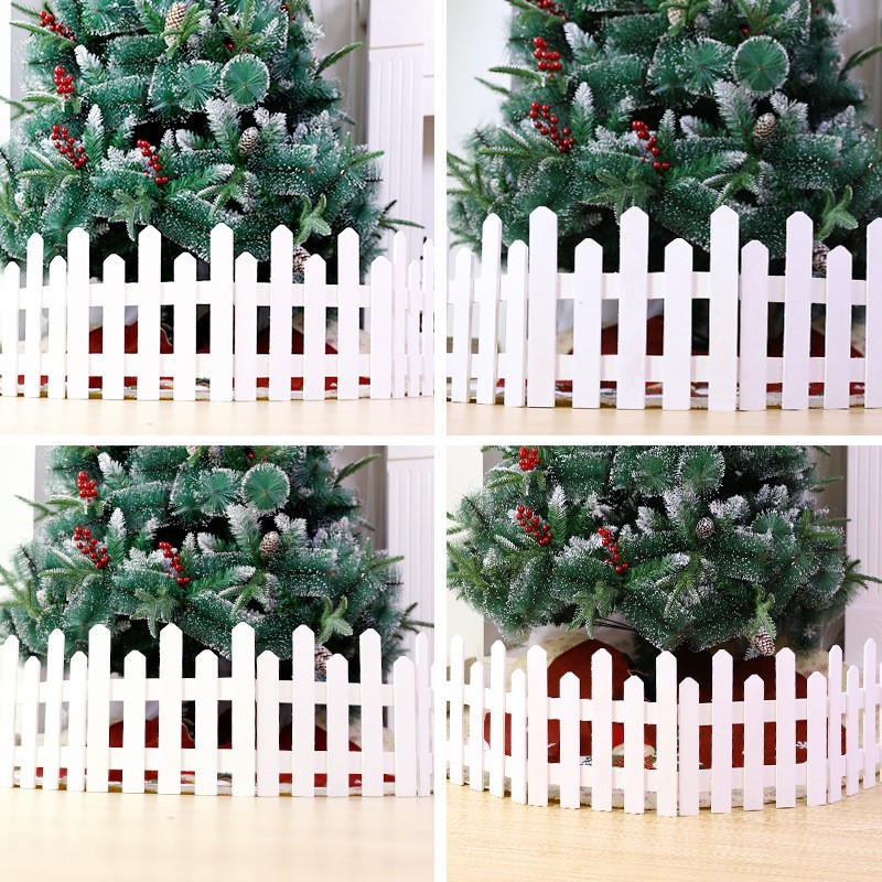 Hongu Staccionata In Legno Bianco per Albero Natale Recinto 30x120c...