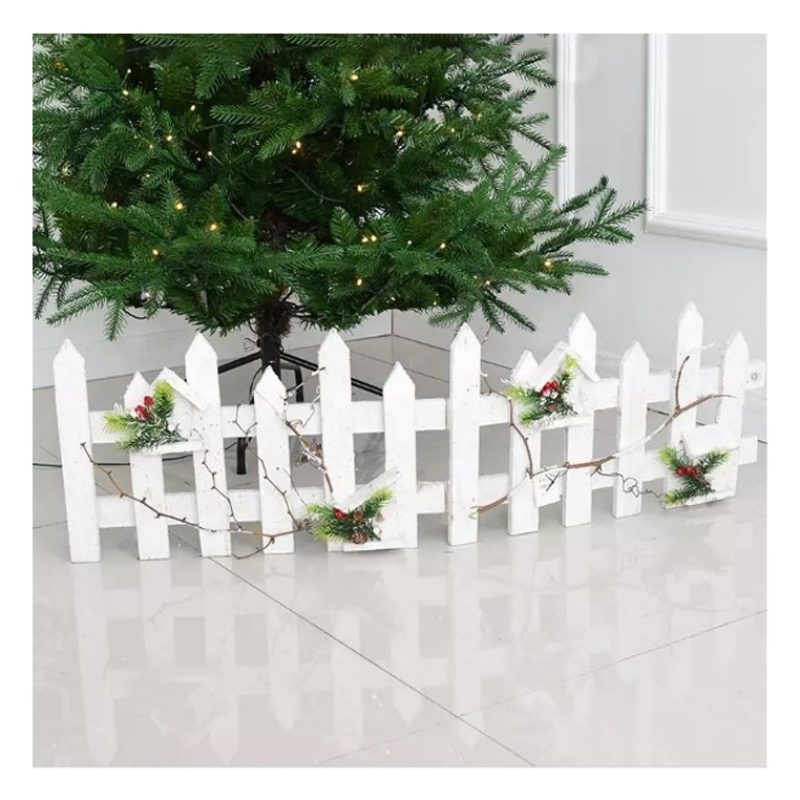 Hongu Staccionata In Legno Bianco per Albero Natale Recinto 30x120c...