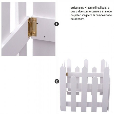 Staccionata In Legno Bianco per Albero Natale Recinto 30x120cm giardino piante