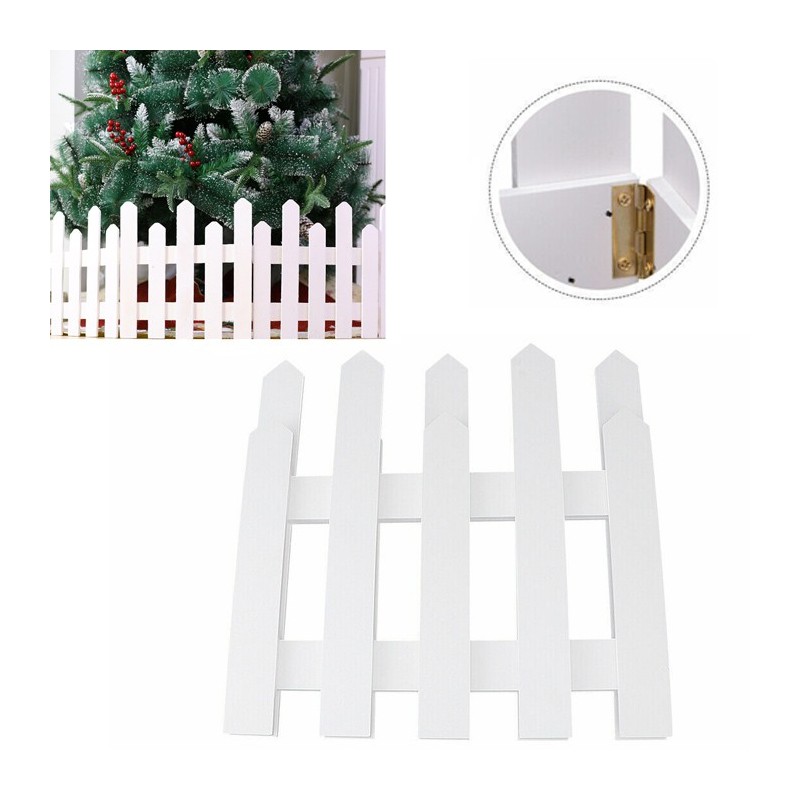 Staccionata In Legno Bianco per Albero Natale Recinto 40x160cm giardino piante
