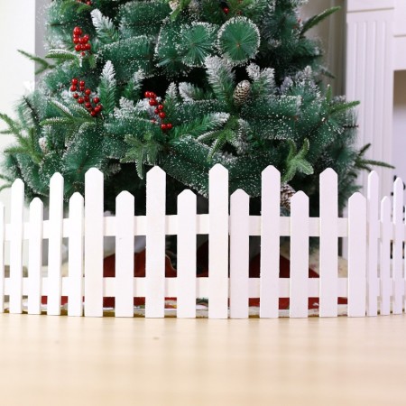 Staccionata In Legno Bianco per Albero Natale Recinto 40x160cm giardino piante