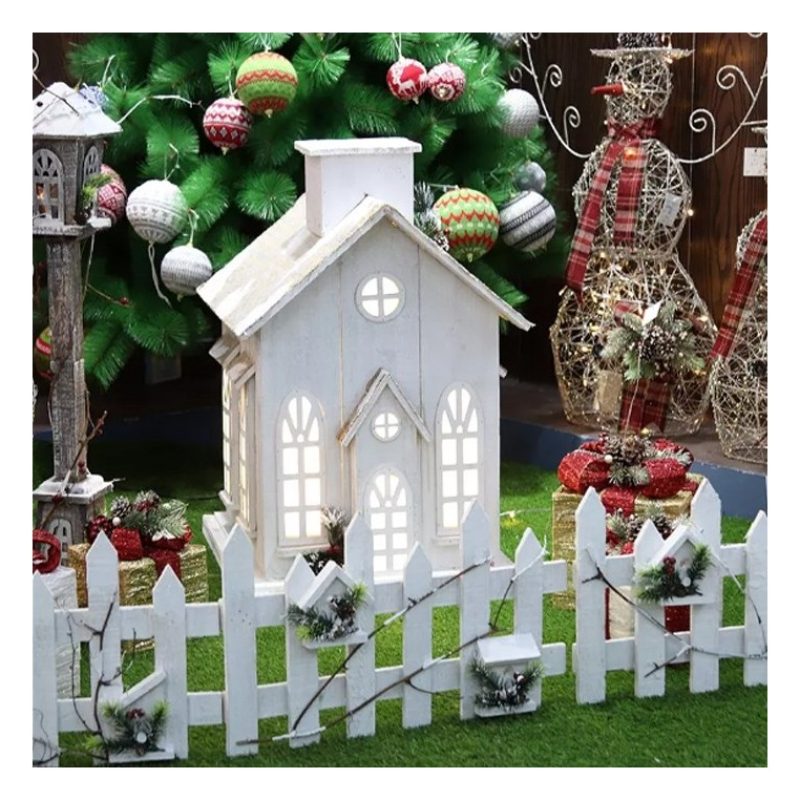 Hongu Staccionata In Legno Bianco per Albero Natale Recinto 40x160c...