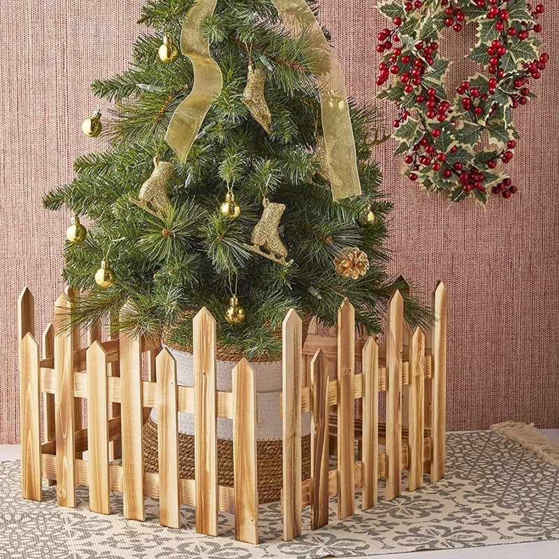 Hongu Staccionata In Legno per Albero Natale Recinto 30x120cm giard...