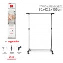 Appendiabiti Stand Attaccapanni appendi abiti Regolabile con ruote 80x42x155cm