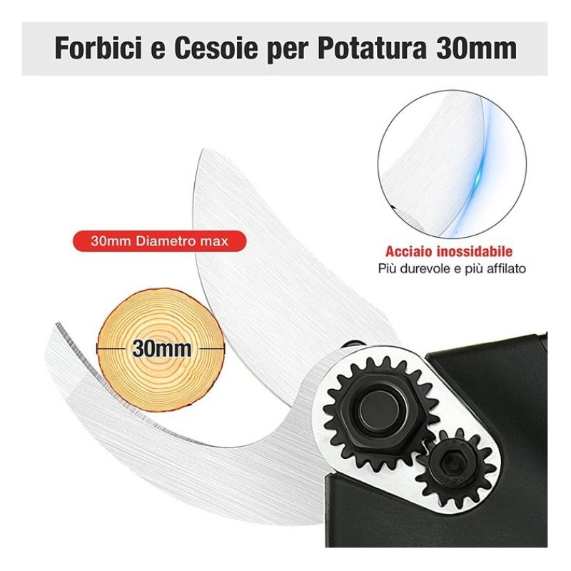 Hongu Forbici potatura cesoie a batteria 24V cordless taglio 30mm p...