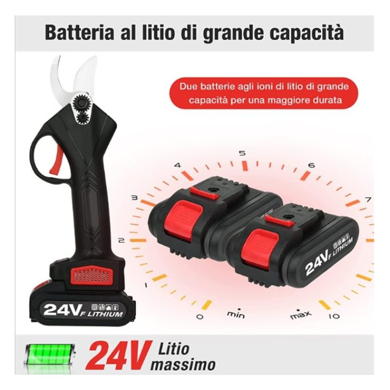 Hongu Forbici potatura cesoie a batteria 24V cordless taglio 30mm p...