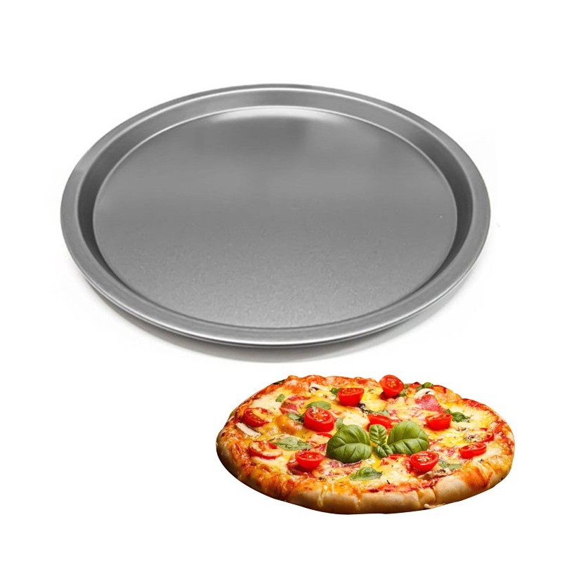 Teglia da forno antiaderente per pizza tonda varie misure tortiera tegame bordo