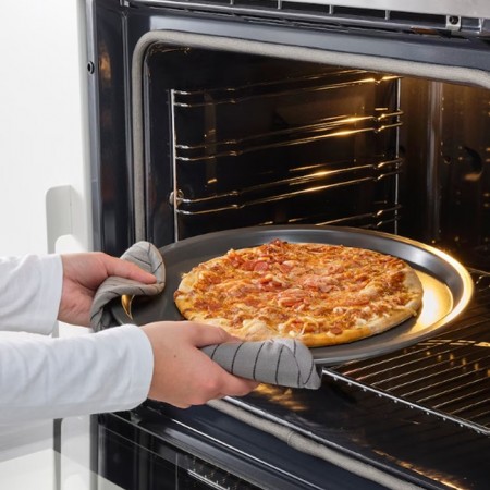 Teglia da forno antiaderente per pizza tonda varie misure tortiera tegame bordo