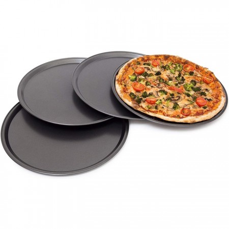 Teglia da forno antiaderente per pizza tonda varie misure tortiera tegame bordo