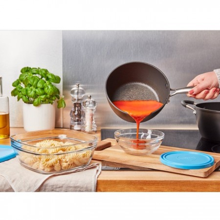 Contenitore in vetro con coperchio alimenti lavoro casa quadrato Duralex cucina