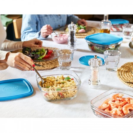 Contenitore in vetro con coperchio alimenti lavoro casa quadrato Duralex cucina