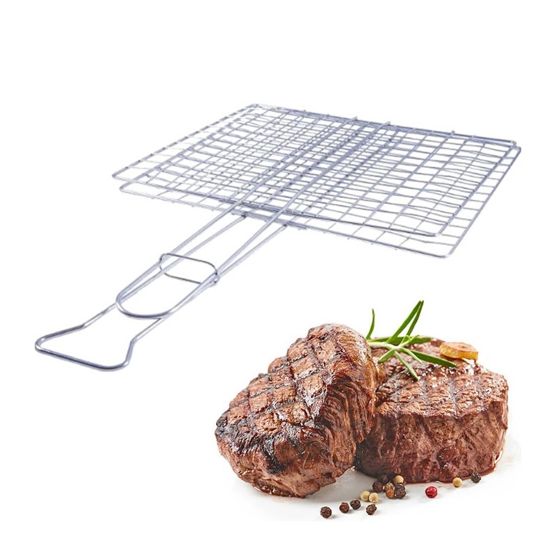 Doppia griglia barbecue Graticola Leggera doppia in ferro camino barbecue manici