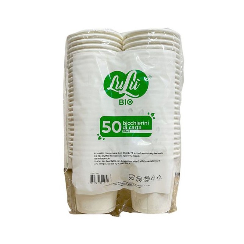 Lulù 200 pz Bicchieri da caffè in carta 90ml bianchi bicchierini be...