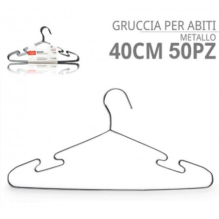 20pz Grucce in metallo camicie pantaloni appendiabiti lavanderie tintorie 40 cm