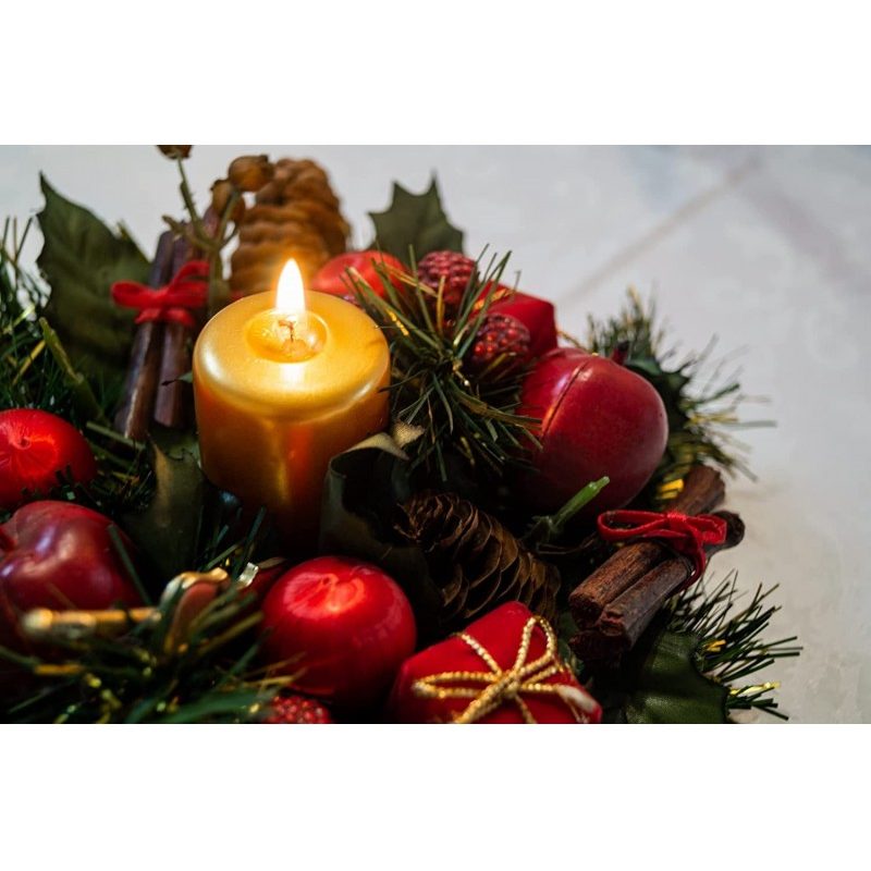 SET 12 CANDELE ORO CANDELA LUMINI IN VERA CERA DECORAZIONE NATALIZI...