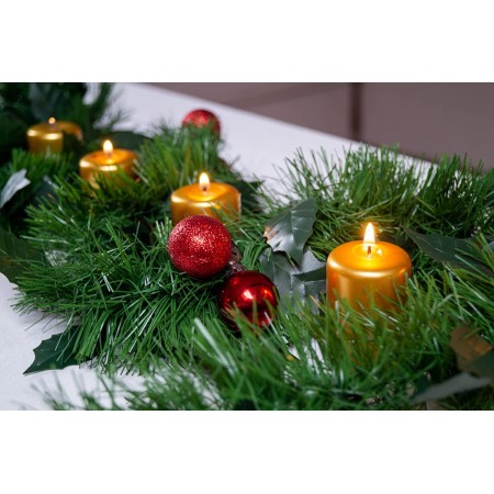 SET 12 CANDELE ORO CANDELA LUMINI  IN VERA CERA DECORAZIONE NATALIZIE 3,8 x 6 cm