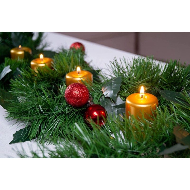 SET 12 CANDELE ORO CANDELA LUMINI IN VERA CERA DECORAZIONE NATALIZI...