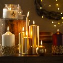 SET 12 CANDELE ORO CANDELA LUMINI  IN VERA CERA DECORAZIONE NATALIZIE 3,8 x 6 cm