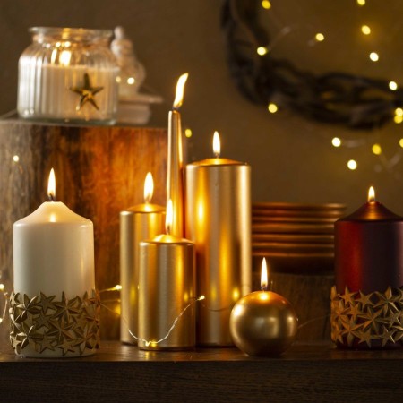 SET 12 CANDELE ORO CANDELA LUMINI  IN VERA CERA DECORAZIONE NATALIZIE 3,8 x 6 cm