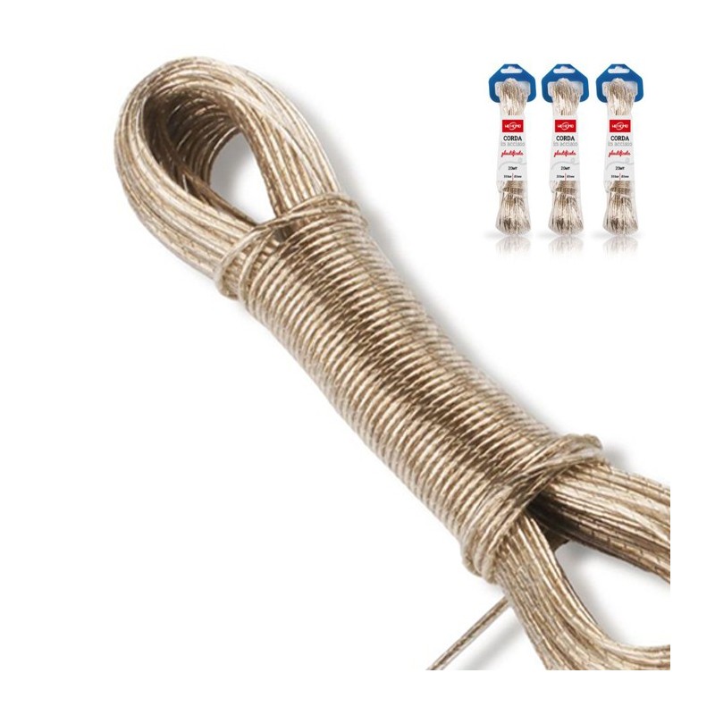 Corda filo stendibiancheria e bucato MT. 60 in acciaio rivestito balcone 0,3mm