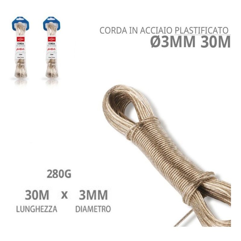 Hongu Corda filo stendibiancheria e bucato MT. 60 in acciaio rivest...