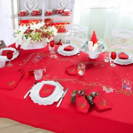 Tovaglia in carta rossa di natale copritavolo rettangolare feste 7x1,18m rotolo