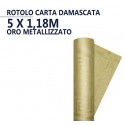 Rotolo Tovaglia in carta color oro damascata natale feste 5x1,18m copritavola