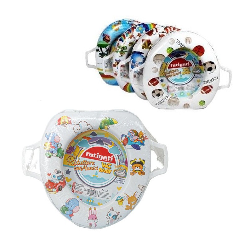 Riduttore per WC morbido PVC bambini sedile copri water manici fantasia casuale