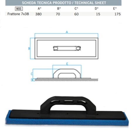 Frattone frattazzo con spugna dura Fracassino spatola 7x38 cm intonaco muratore