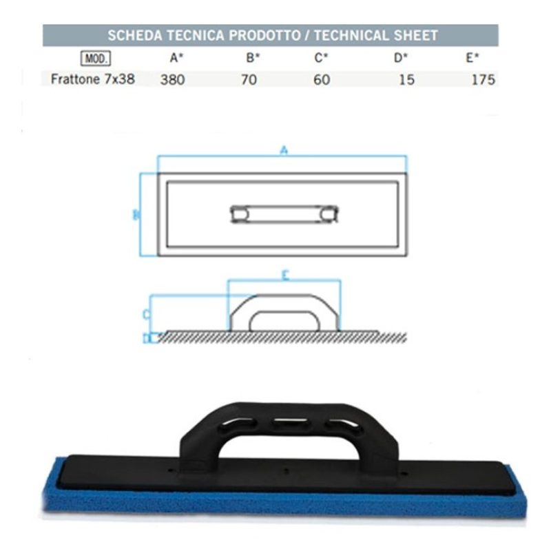 Hongu Frattone frattazzo con spugna dura Fracassino spatola 7x38 cm...