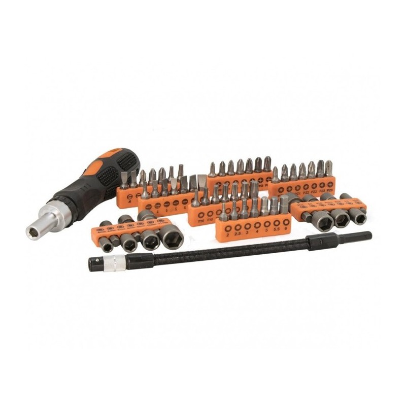 Kit cacciavite cricchetto con flessibile multiuso 58pz inserti prolunga giravite