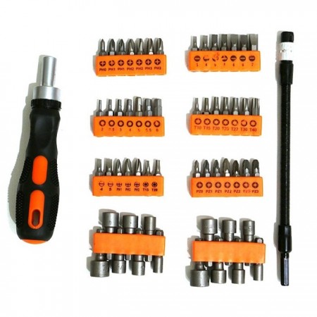 Kit cacciavite cricchetto con flessibile multiuso 58pz inserti prolunga giravite