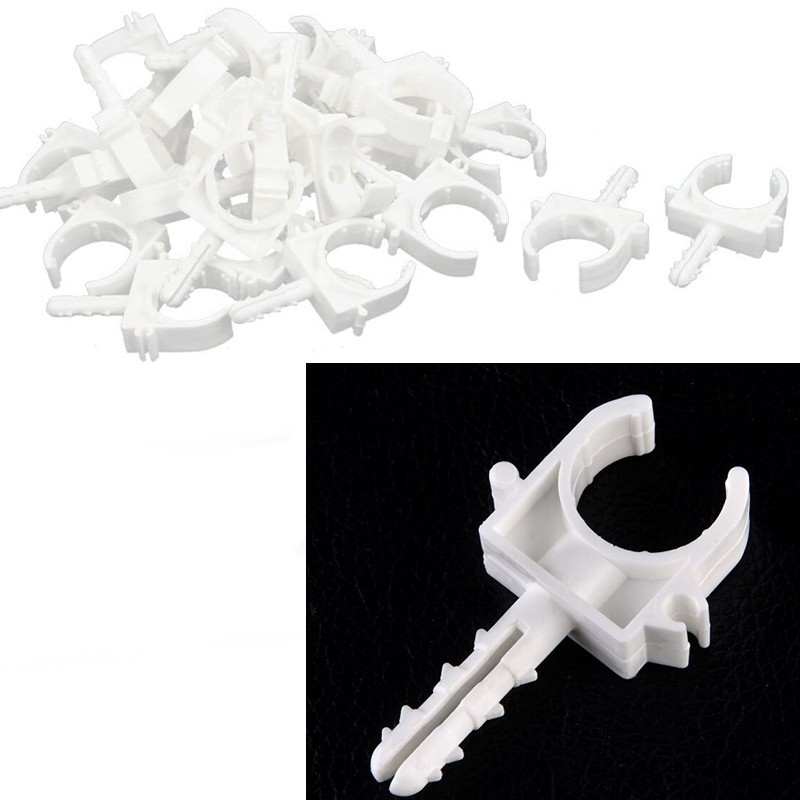 10 CLIP SUPPORTI FERMA REGGI TUBO IN PLASTICA FISCHER DI FISSAGGIO 16/20/25/32mm