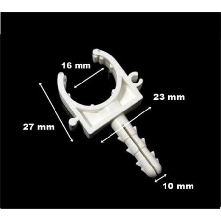 10 CLIP SUPPORTI FERMA REGGI TUBO IN PLASTICA FISCHER DI FISSAGGIO 16/20/25/32mm
