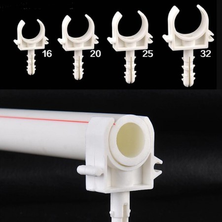 10 CLIP SUPPORTI FERMA REGGI TUBO IN PLASTICA FISCHER DI FISSAGGIO 16/20/25/32mm