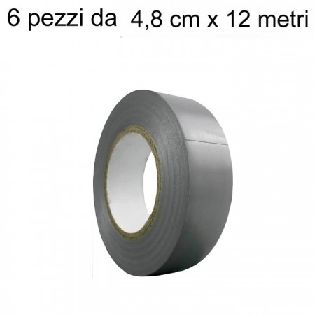 6x Nastro isolante elettrico in PVC 4,8cm x 12 Mt impermeabile cablaggi adesivo