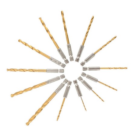 SET 13pz punte per trapano avvitatore codolo esagonale 1,5/6,5mm HSS per metallo