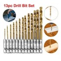 SET 13pz punte per trapano avvitatore codolo esagonale 1,5/6,5mm HSS per metallo