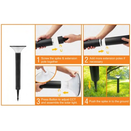 Lampione lampada da esterno lampioncino solare giardino telecomando faro 80cm