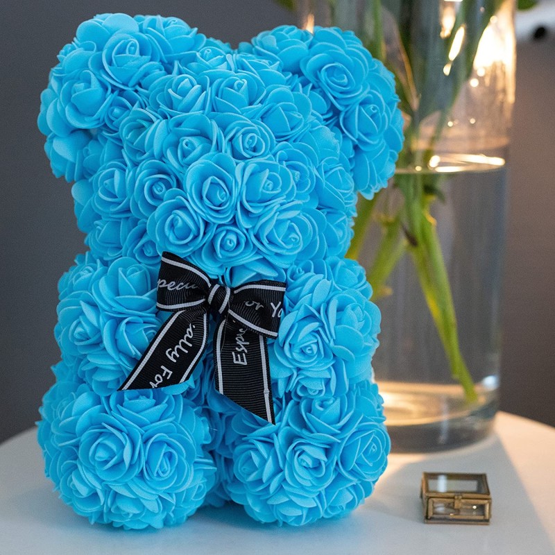 Hongu Orsetto di rose artificiale rosa 25cm idea regalo per anniver...
