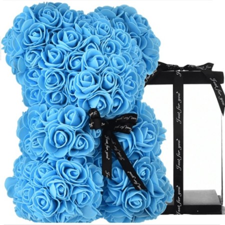 Orsetto di rose artificiale rosa 25cm idea regalo per anniversario san valentino