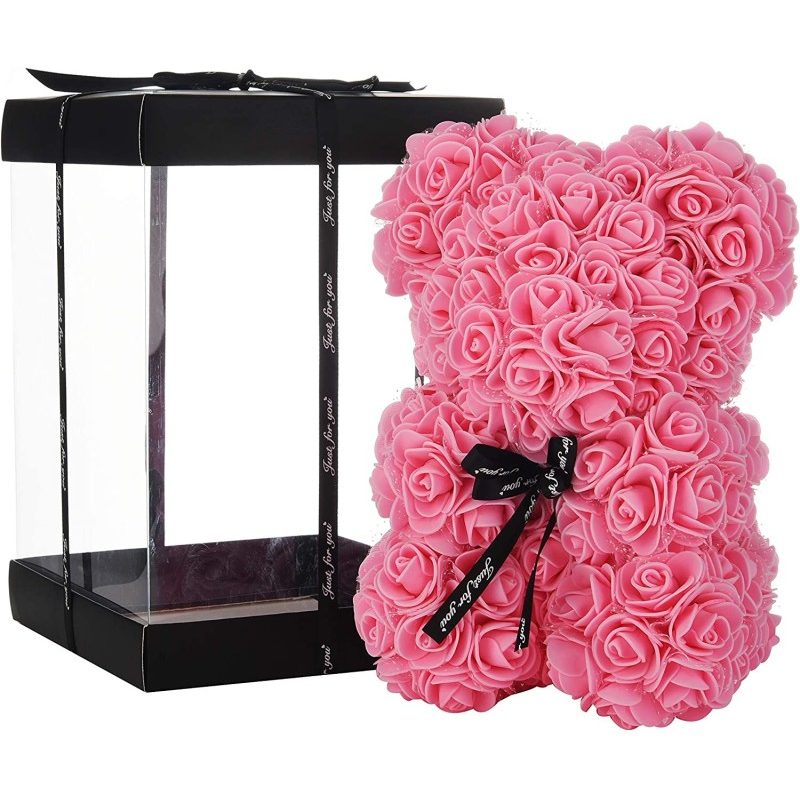 Hongu Orsetto di rose artificiale rosa 25cm idea regalo per anniver...