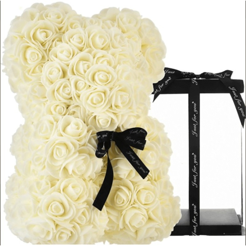 Hongu Orsetto di rose artificiale rosa 25cm idea regalo per anniver...